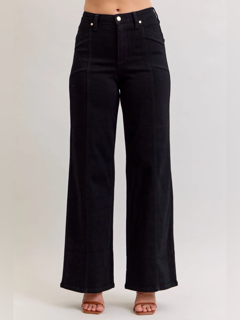 Judy Blue Sz 29 High Waisted Retro Wide Leg Black Denim Jeans